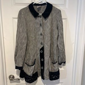 Vintage Neil & David Houndstooth and Crushed Velvet Button Up Jacket
